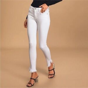 Just Black Denim White Jeans  Frayed Hem PERFECT